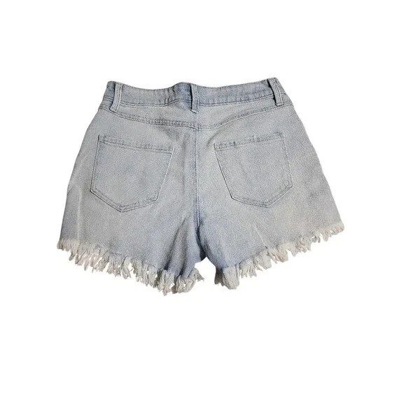Rewash Super High Rise Distressed Denim Shorts Light Wash Size 3 / 26 Cut offs - Picture 8 of 8